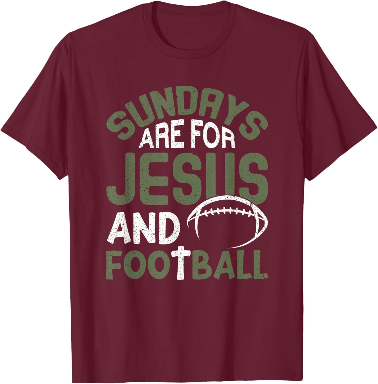 Sundays Are For Jesus & Football Draft Day Fantasy Football T-Shirt - T-Shirt | Maroon