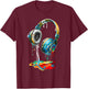 Colorful Headphones Music Lover Gifts Musican Music DJs T-Shirt - T-Shirt | Maroon