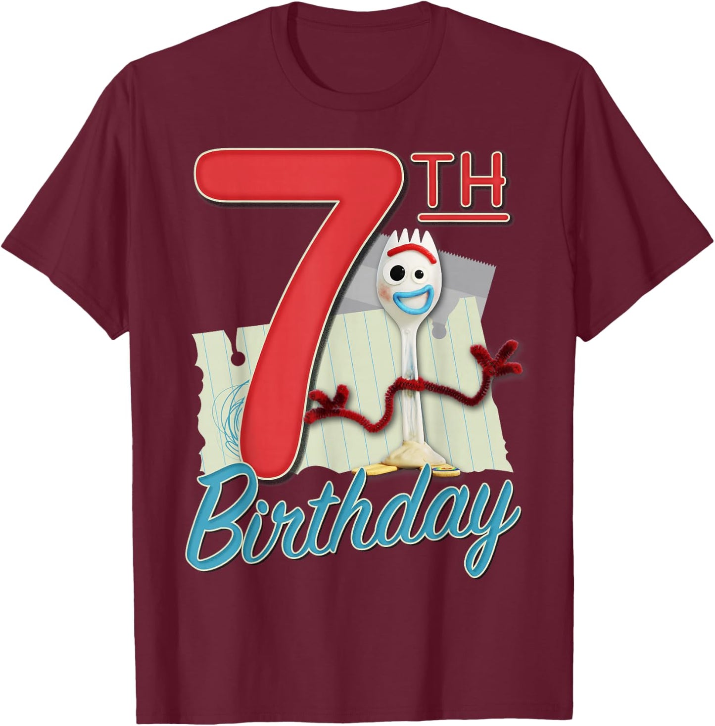 Disney Pixar Toy Story 4 Forky 7th Birthday T-Shirt - T-Shirt | Maroon
