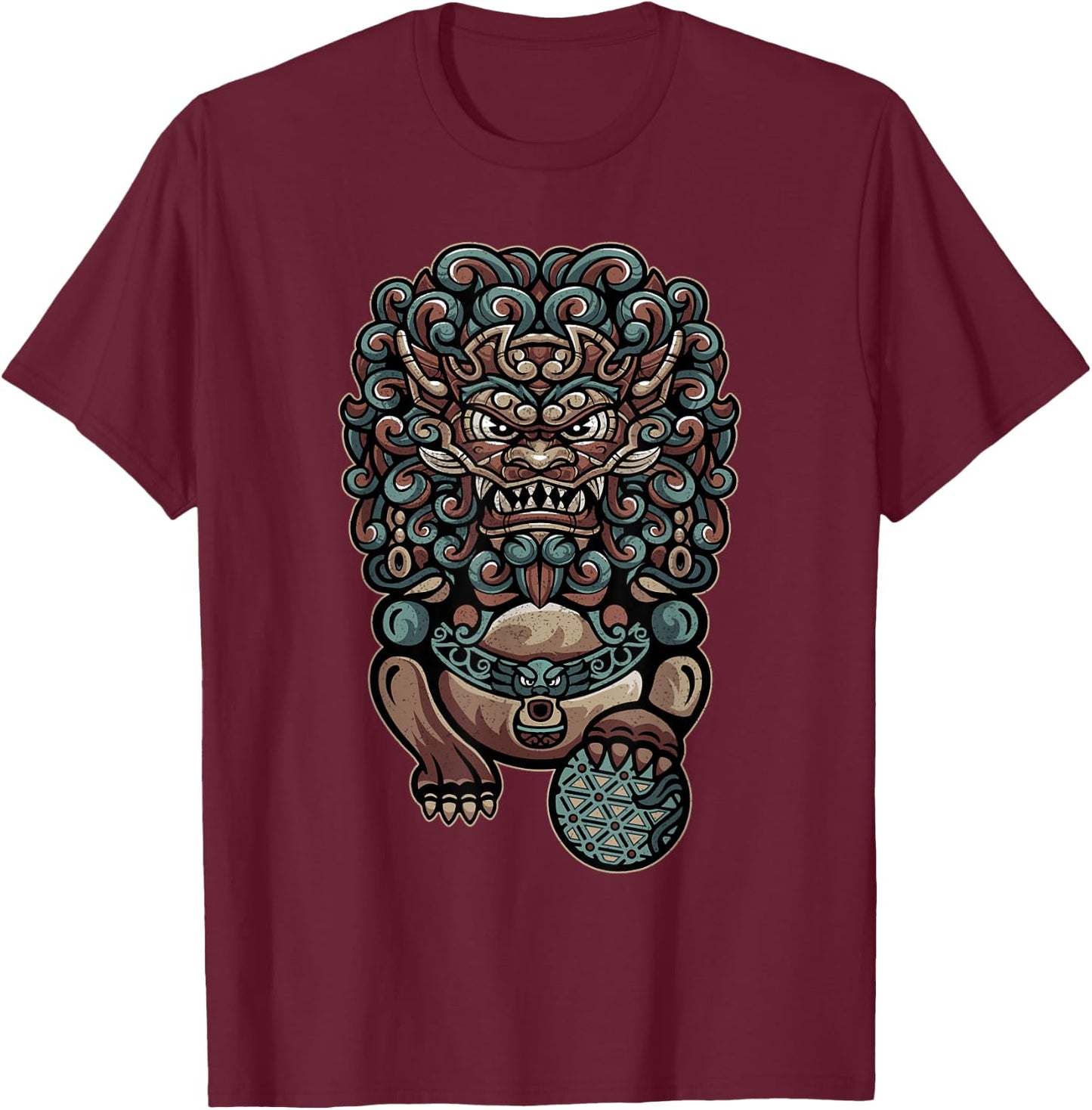 Chinese Guardian Lion Fu Dog or Foo Dog Women T-Shirt - T-Shirt | Maroon