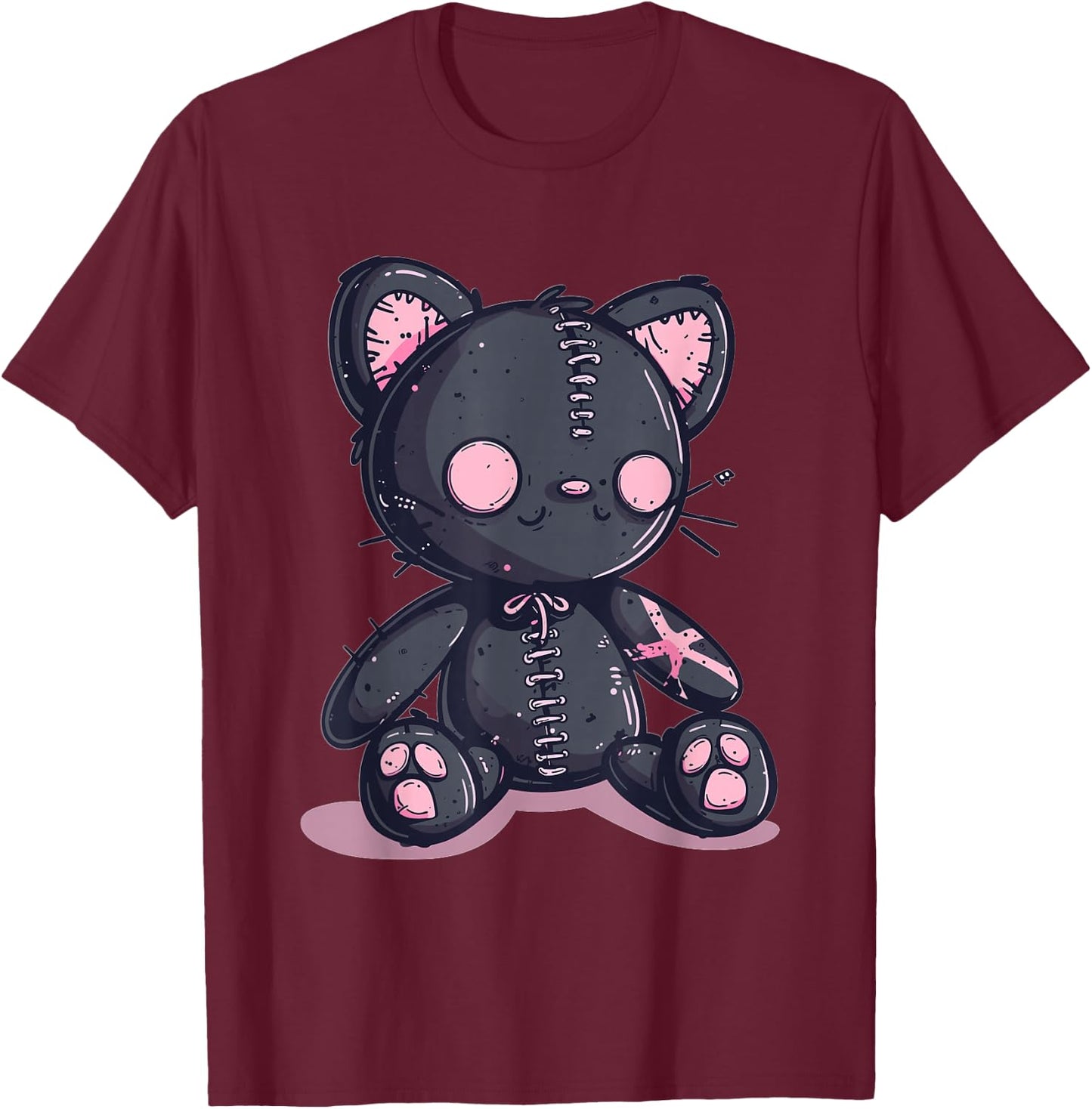 Goth Pastel Cute Creepy Kawaii Cat Kitten Voodoo Doll T-Shirt - T-Shirt | Maroon