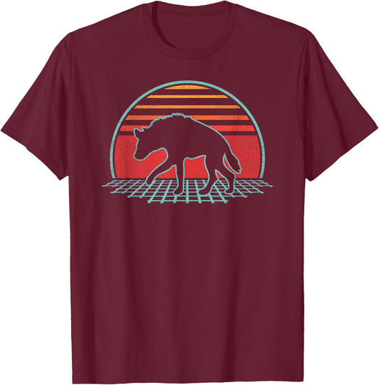 Hyena Lover Animal Retro Vintage 80s Style T-Shirt - T-Shirt | Maroon