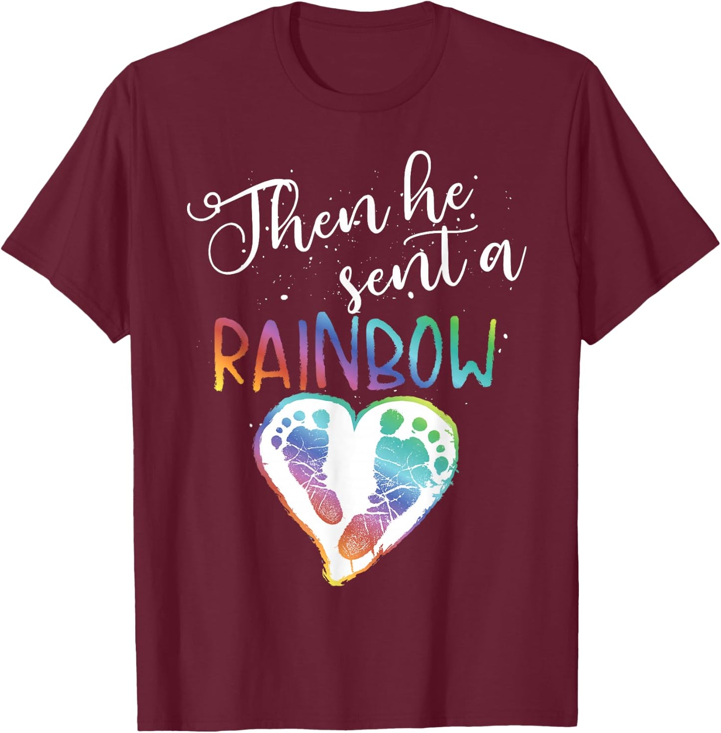 Funny Baby Pregnancy Announcement Rainbow Gift Mom to Be T-Shirt - T-Shirt | Maroon