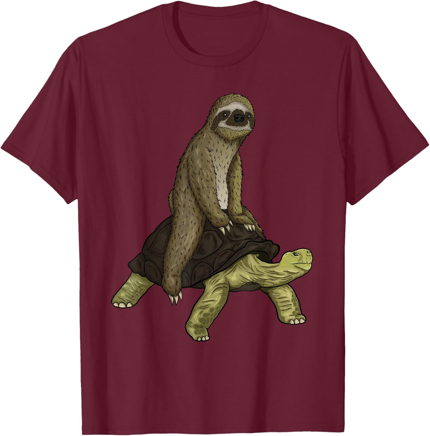 Sloth Turtle Shirt Sloth Riding Tortoise Speed is Relative T-Shirt - T-Shirt | Maroon