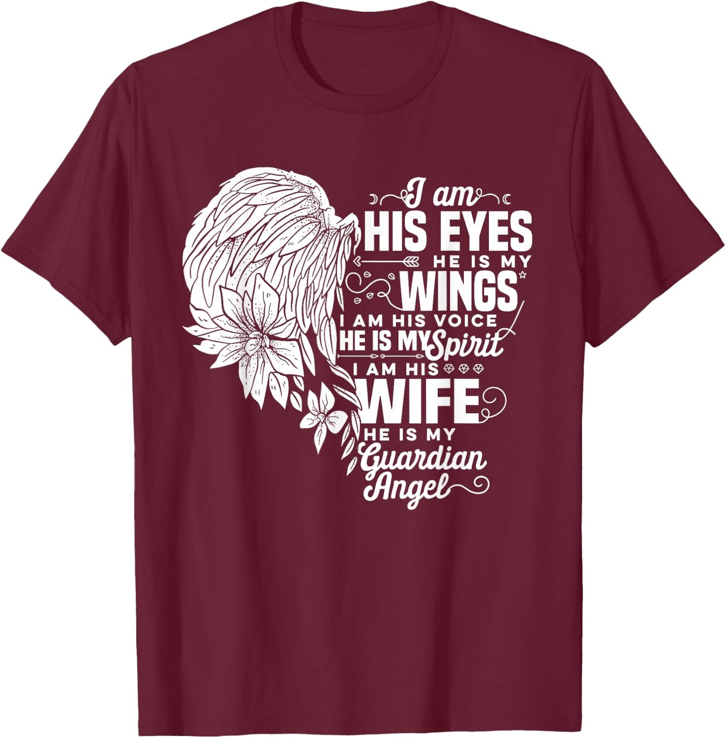 My Husband Is My Guardian Angel Widowed Wife Memorial Day T-Shirt - T-Shirt | Maroon