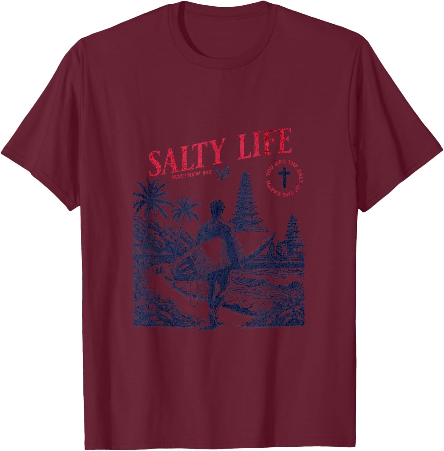 Salty Bible Verse Christian Faith Based Jesus Beach Modest T-Shirt - T-Shirt | Maroon