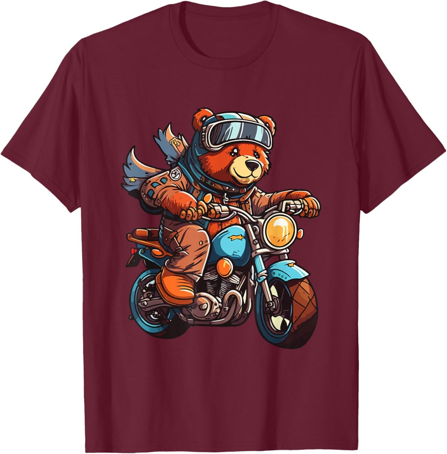 Bear on motorcycle riding biker motorcyclist T-Shirt - T-Shirt | Maroon