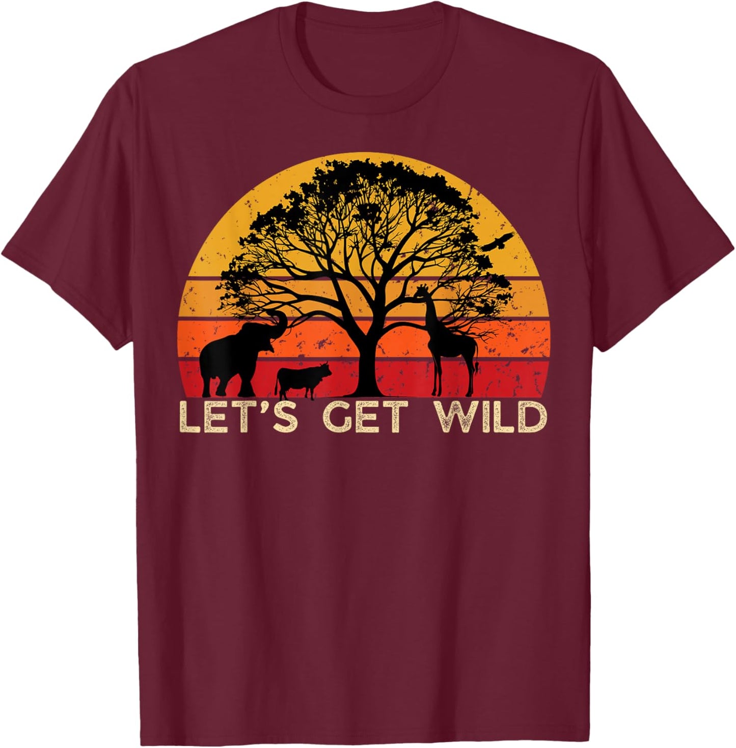 Zoo Animals Wildlife Birthday Party Let's Get Wild Safari T-Shirt - T-Shirt | Maroon