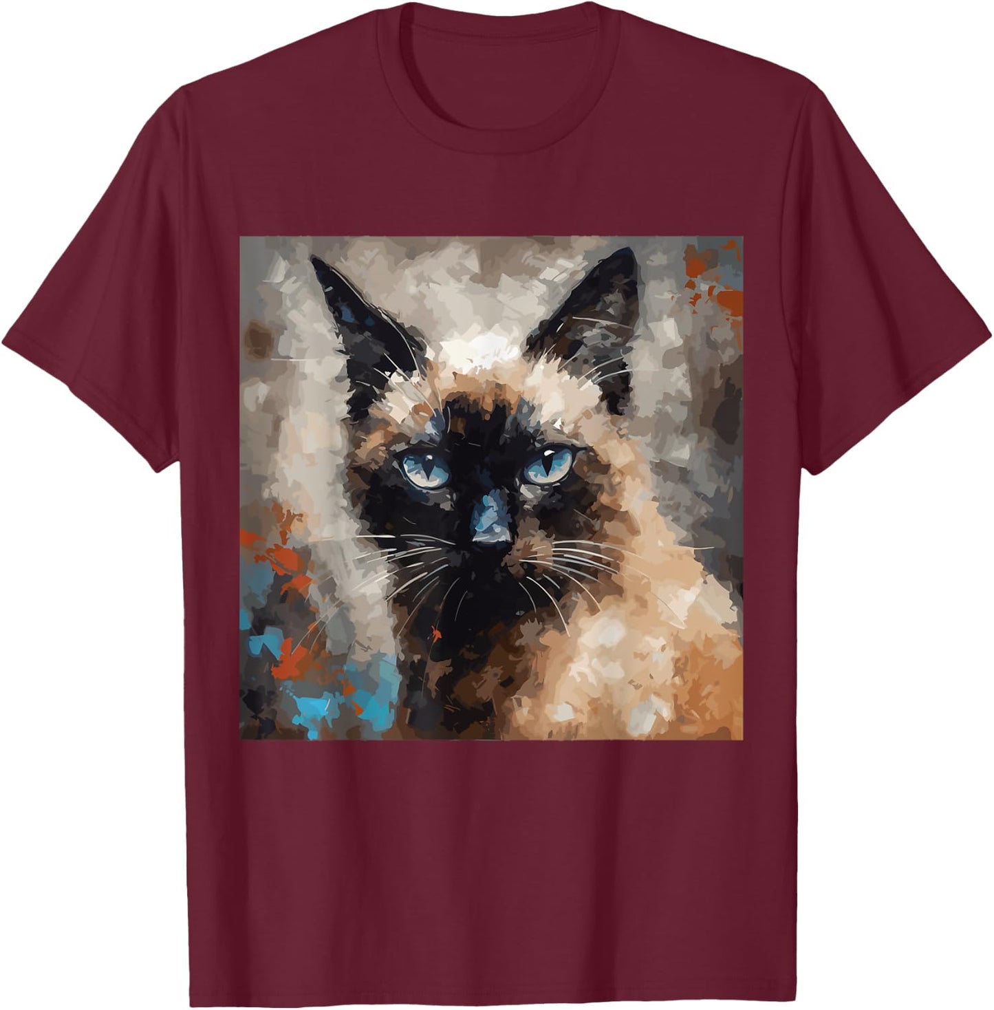 Siamese Cat Kitten Painting Cat Lover Funny Siamois Kitty T-Shirt - T-Shirt | Maroon
