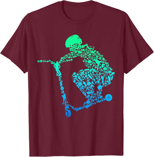 Scooter Stunt Gift Boys Kids Youth T-Shirt - T-Shirt | Maroon
