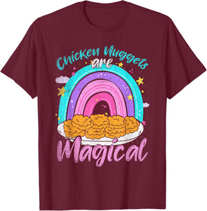 Chicken Nuggets Are Magical Rainbow Funny Chicken Nugget T-Shirt - T-Shirt | Maroon