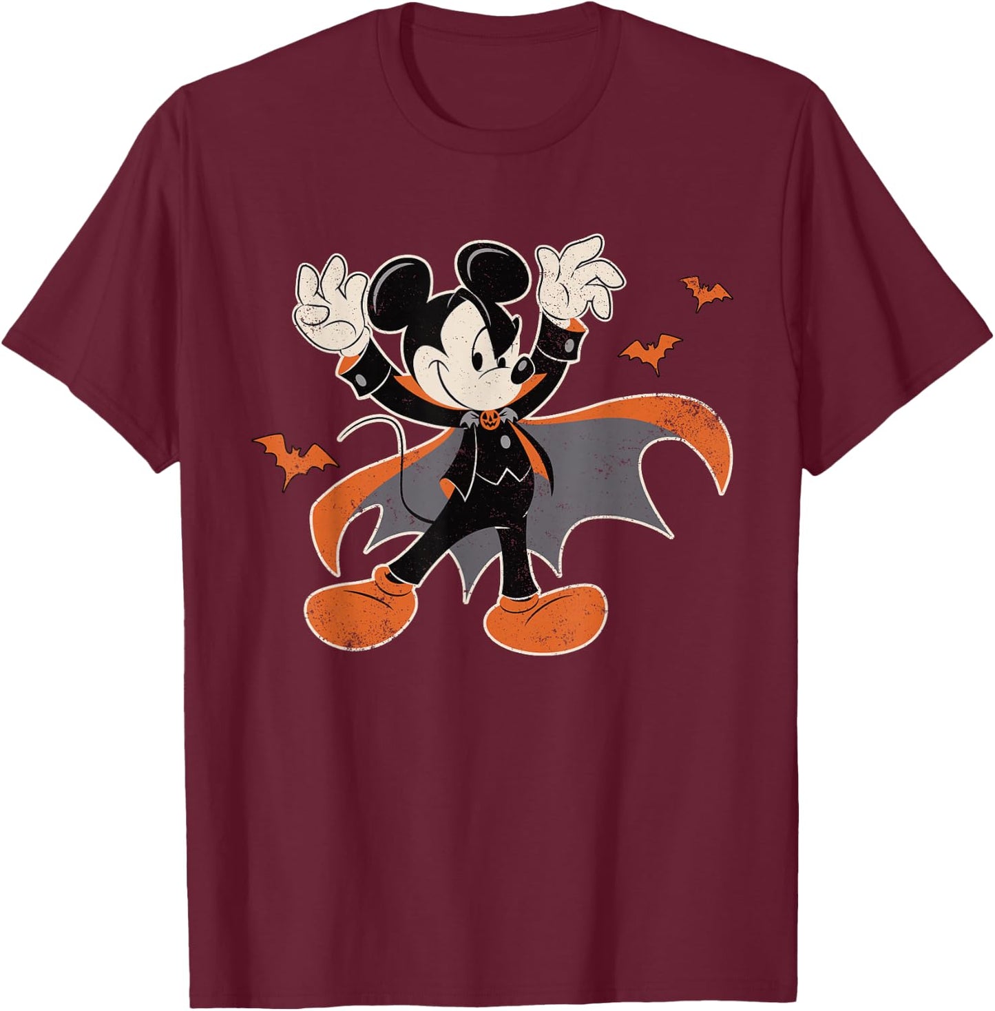 Disney Mickey Mouse Spooky Dracula Costume Halloween T-Shirt - T-Shirt | Maroon