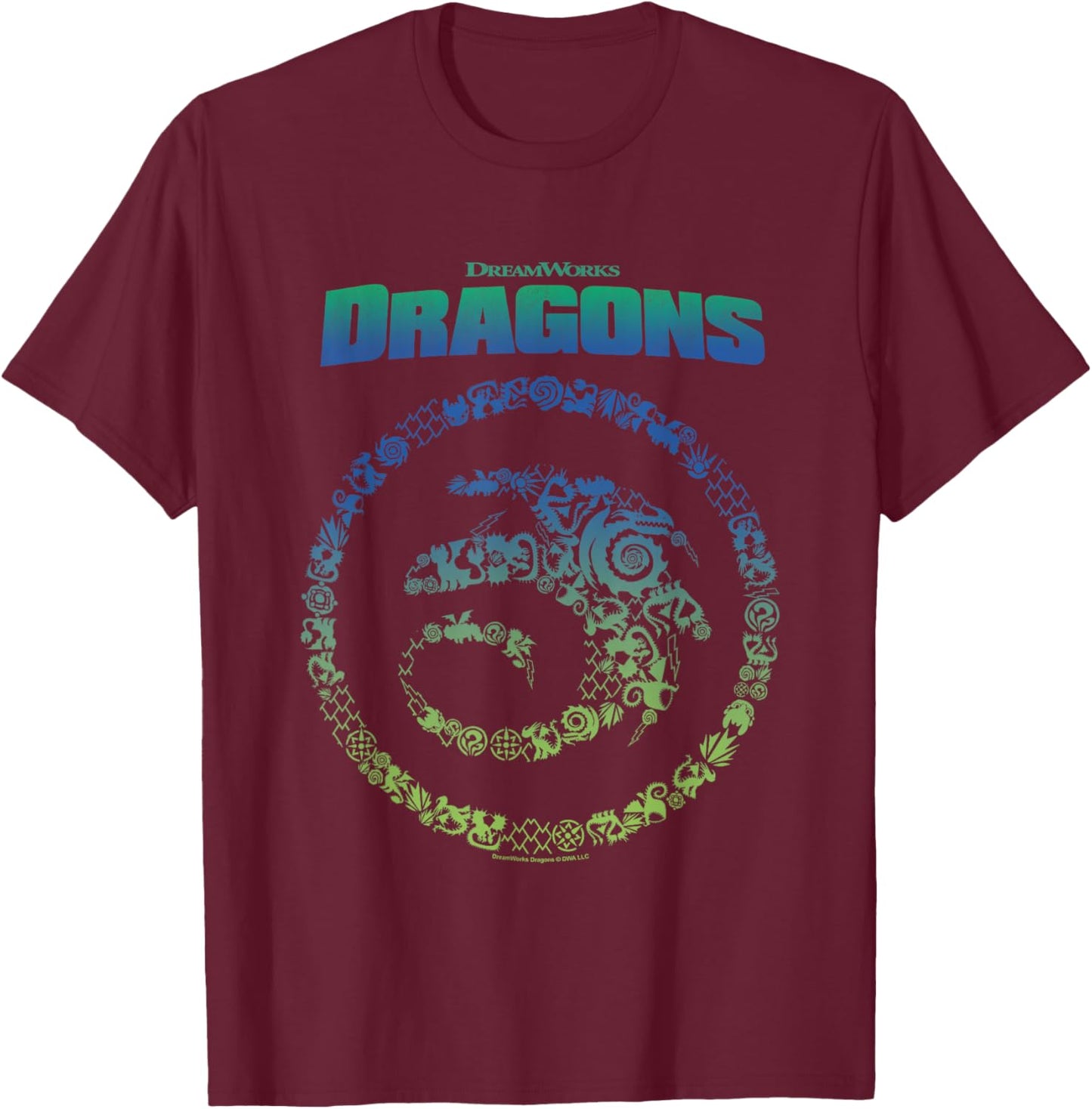 How to Train Your Dragon Toothless Vintage Symbols Logo T-Shirt - T-Shirt | Maroon