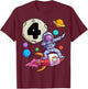 Dabbing Astronaut 4 Yrs Old Birthday Boy Space 4th Birthday T-Shirt - T-Shirt | Maroon