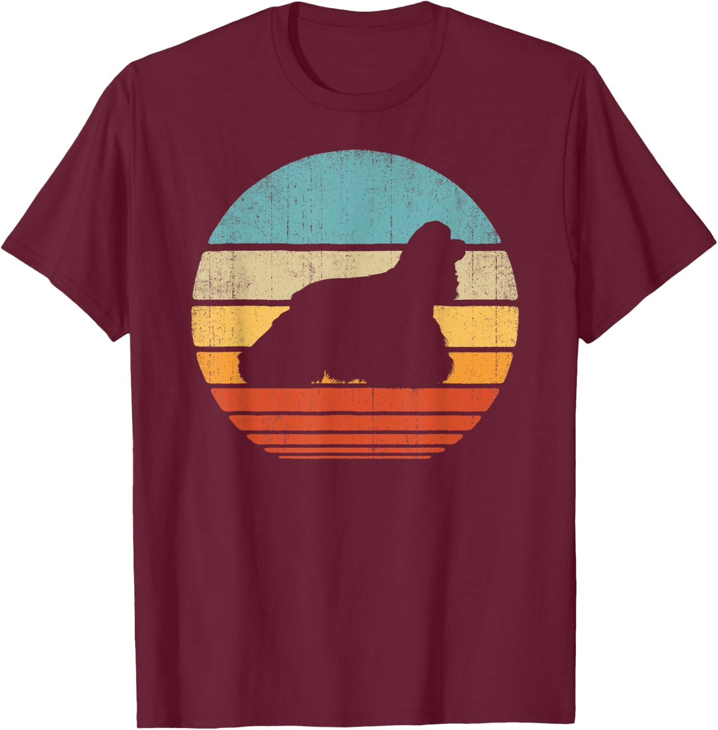 Cocker Spaniel Retro Vintage 60s 70s Sunset Dog Lovers Men T-Shirt - T-Shirt | Maroon