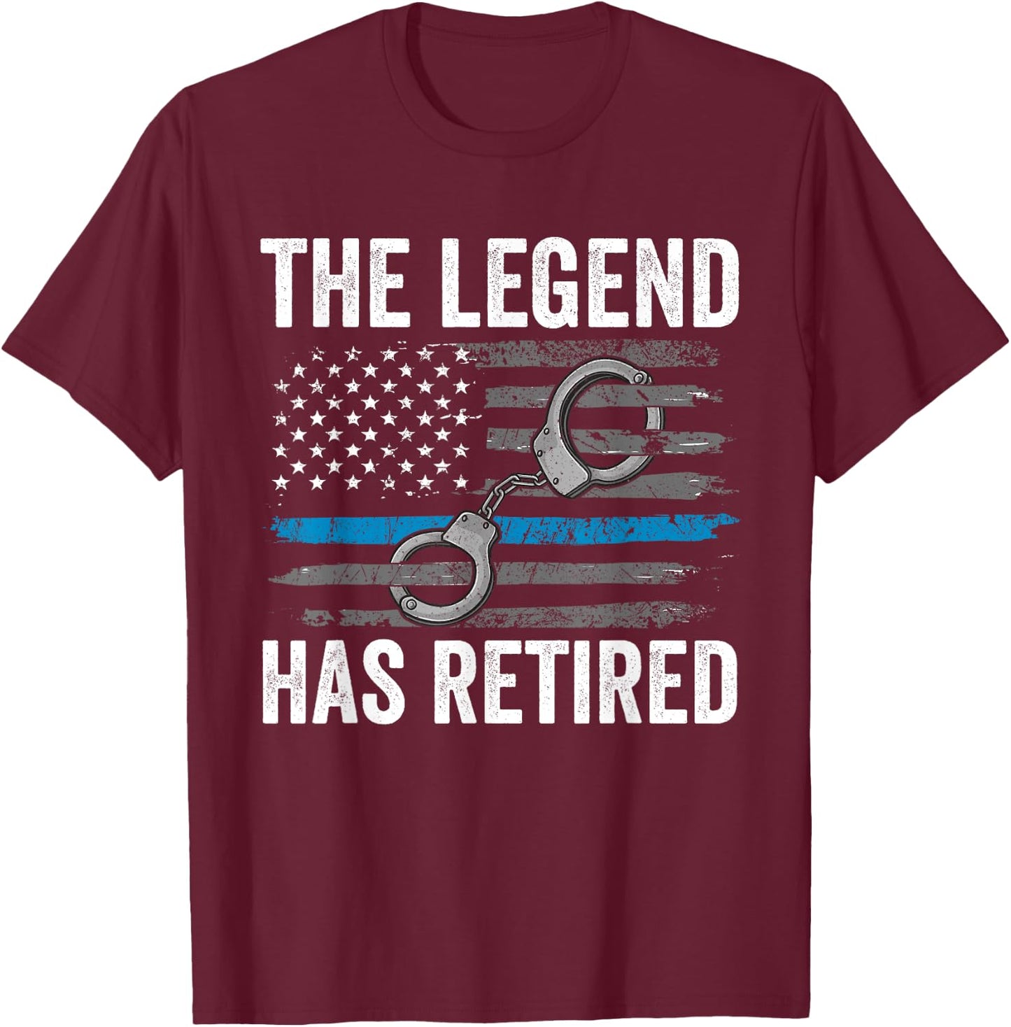 Retired Police Officer Shirt Thin Blue Line Flag Retirement T-Shirt - T-Shirt | Maroon
