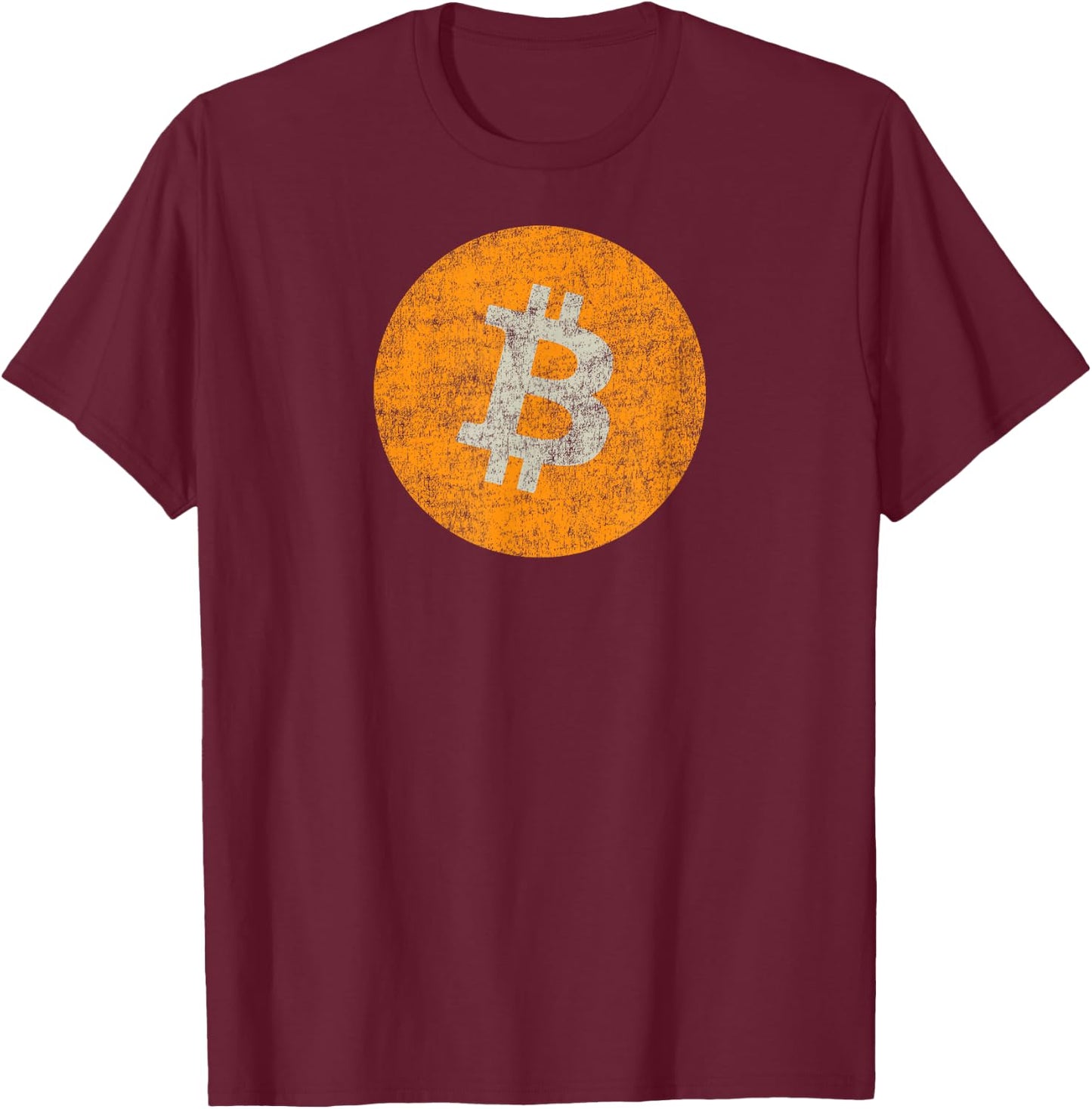 Bitcoin Shirt - Vintage Distressed Bitcoin Logo - Bitcoin T-Shirt - T-Shirt | Maroon