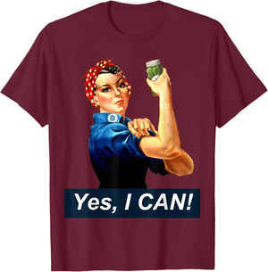 Yes I Can Rosie the Riveter Canning and Preserving T-Shirt - T-Shirt | Maroon