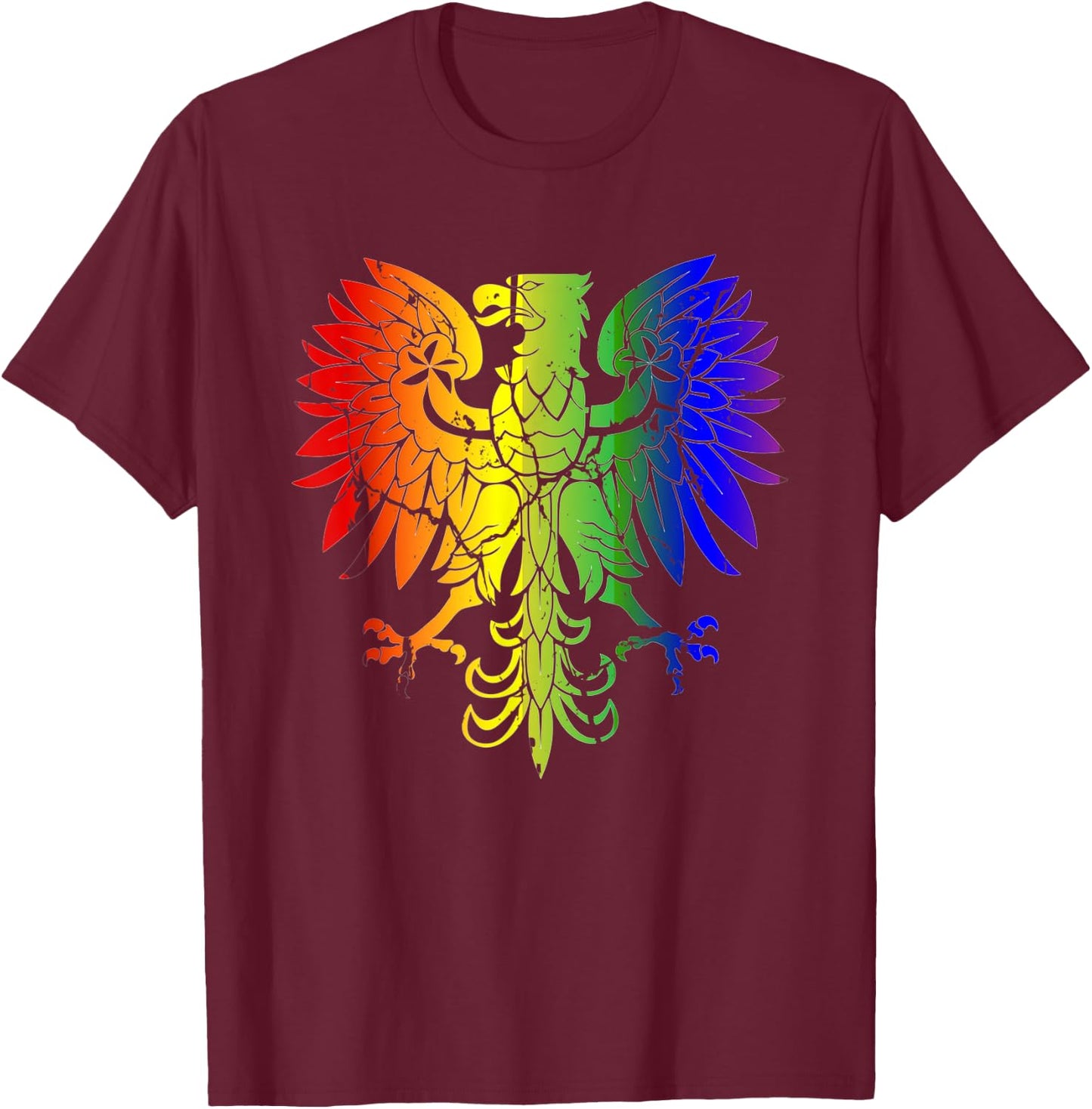 Country of Poland Gay Pride Eagle Polish Gay Pride Eagle T-Shirt - T-Shirt | Maroon