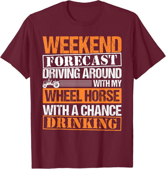 Tractor Wheel Horse Farmer Farming T-Shirt - T-Shirt | Maroon