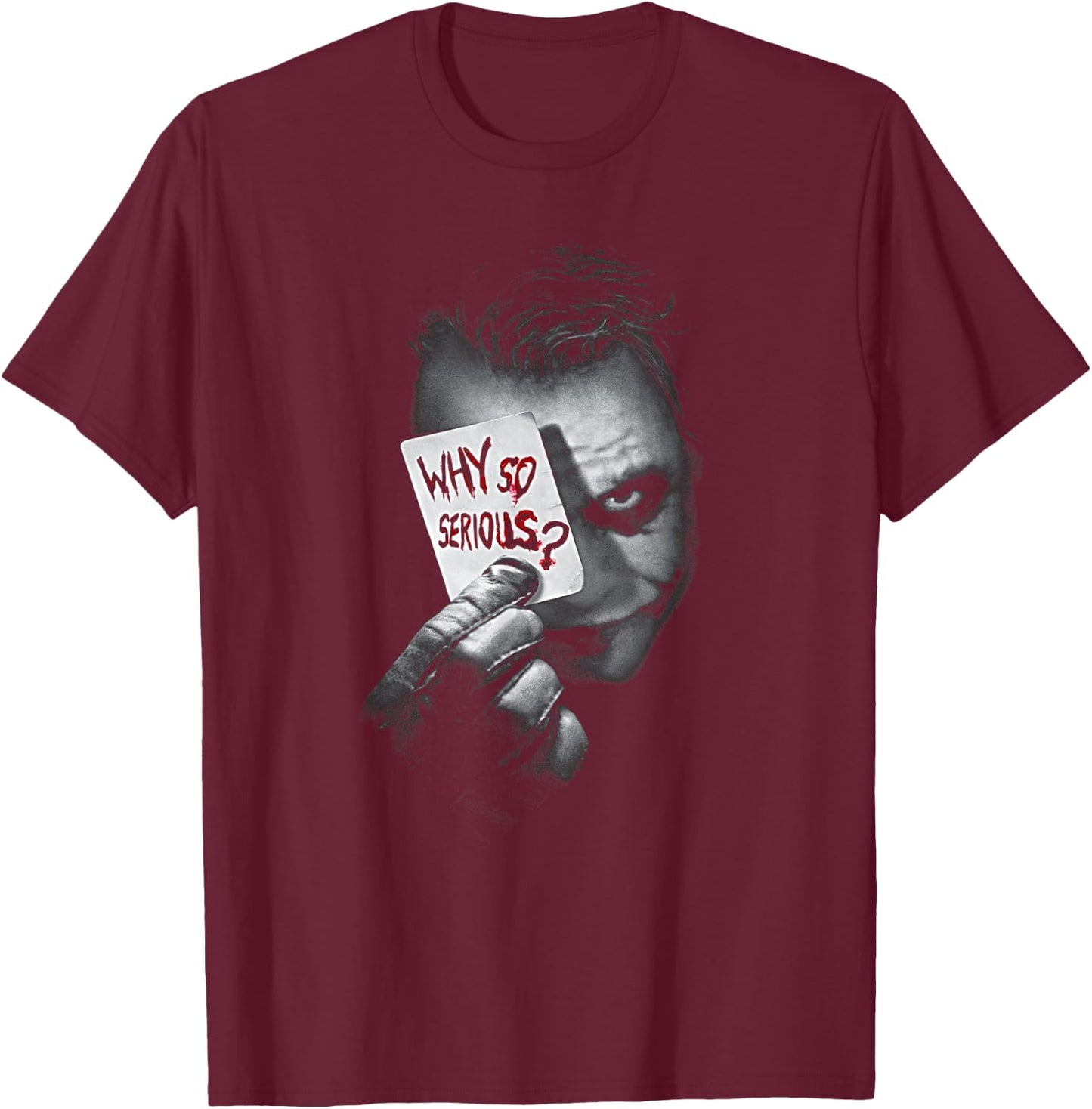 DC Comics Men's Adult Black Batman Dark Knight 'Why So Serious' T-Shirt - T-Shirt | Maroon