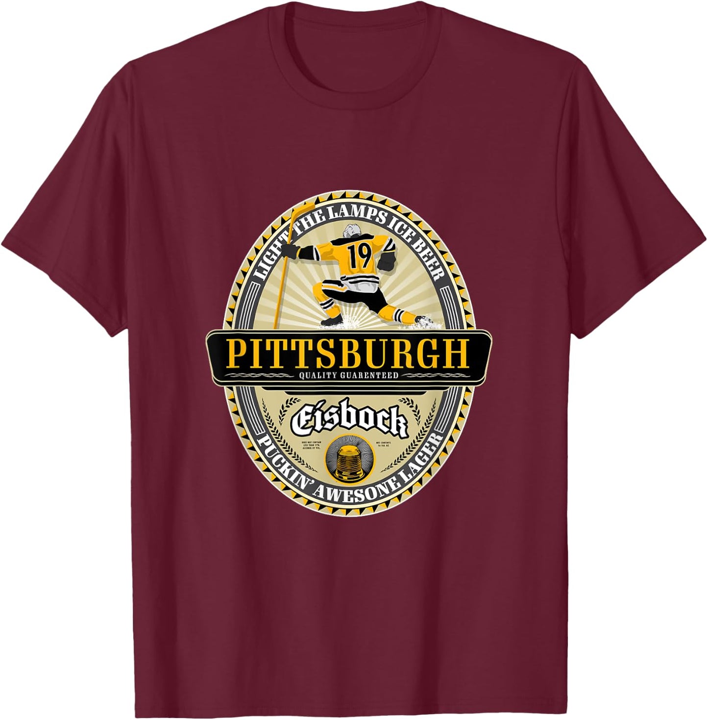 Light the Lamps Vintage Beer Label - Pittsburgh T-Shirt - T-Shirt | Maroon