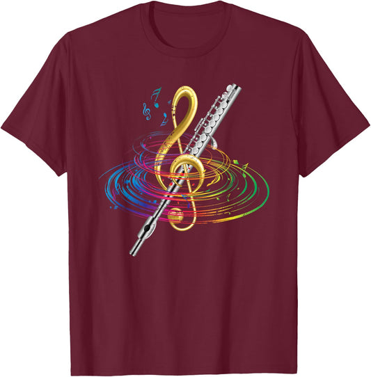 Classical Music Treble Clef Flutist Gift Flute T-Shirt - T-Shirt | Maroon