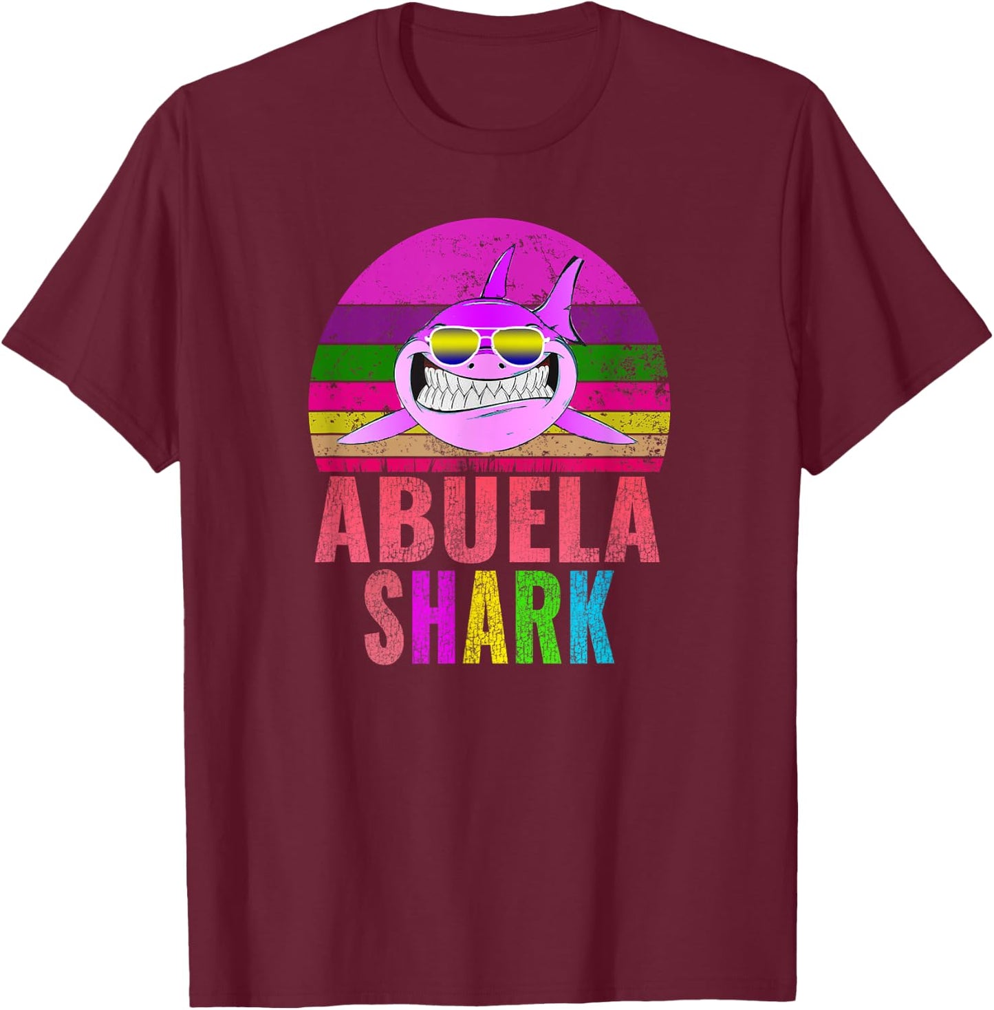 Abuela Shark Funny Spanish Grandma Vintage T-Shirt - T-Shirt | Maroon