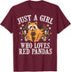 Funny Red Panda Gift Cool Animal Whisperer Girls T-Shirt - T-Shirt | Maroon