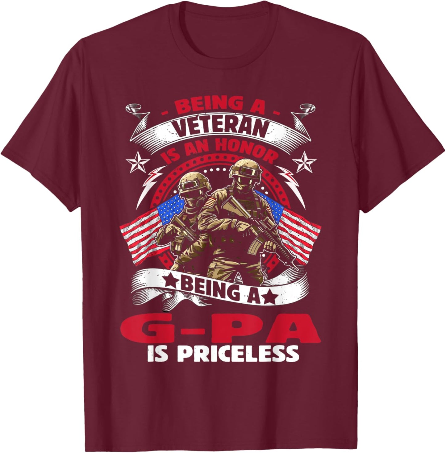 Veteran G Pa Grandpa USA Flag 4th Of July T-Shirt - T-Shirt | Maroon
