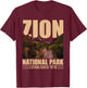 Zion National Park - Retro Hiking & Camping Lover T-Shirt - T-Shirt | Maroon