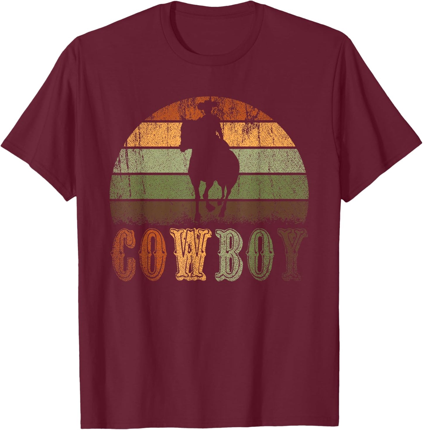 Retro Horseback Riding Rodeo Western Line Dance Horse Cowboy T-Shirt - T-Shirt | Maroon