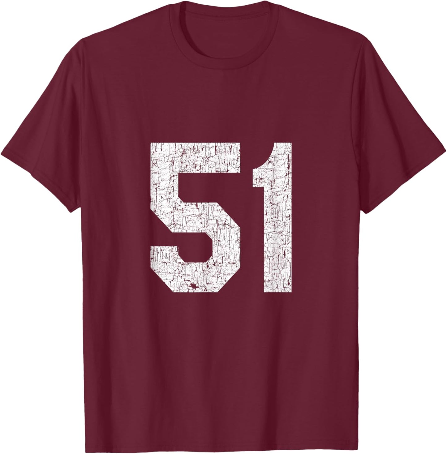 #51 Jersey Uniform Varsity Sports Number, 51st Birthday T-Shirt - T-Shirt | Maroon
