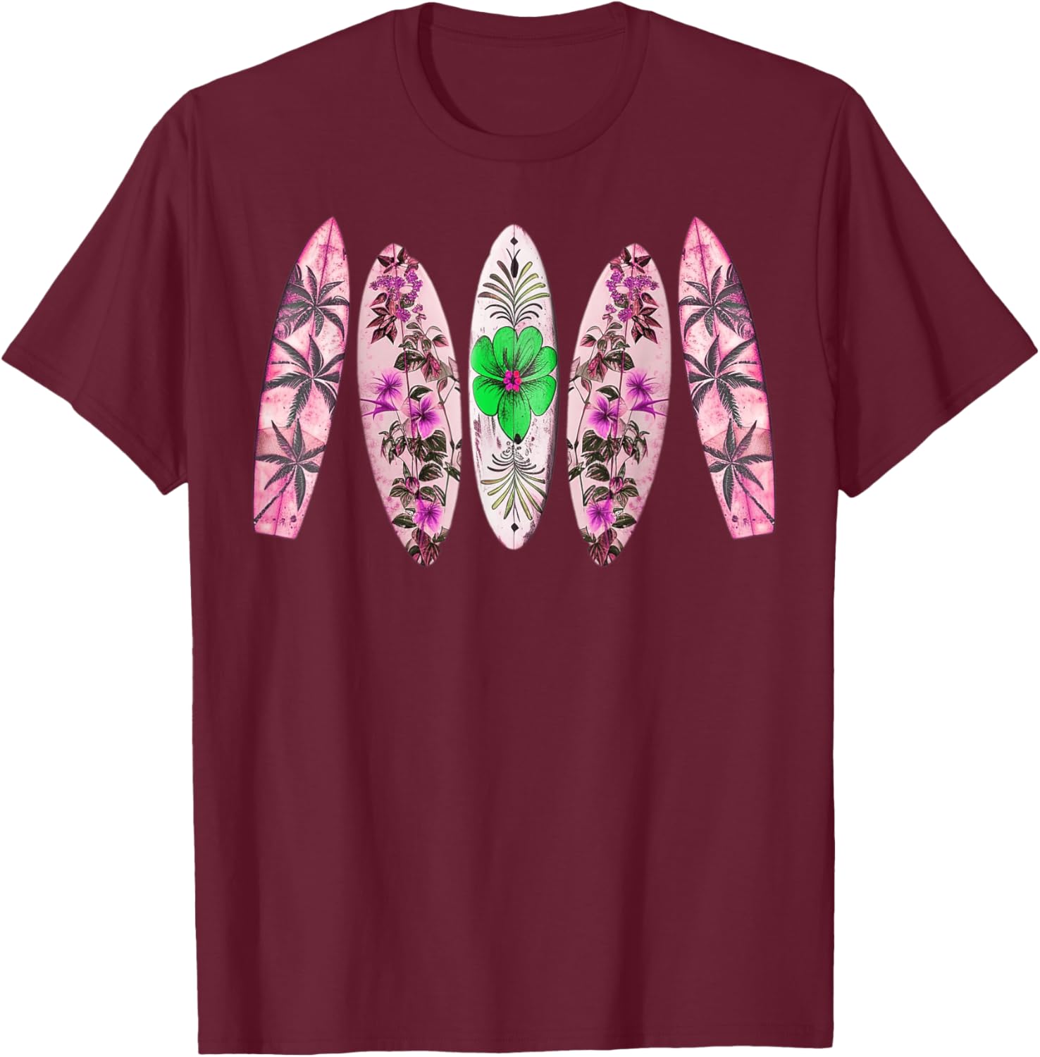 Surfing Surfboard Vintage Retro Surfboarder Beach Surfing T-Shirt - T-Shirt | Maroon