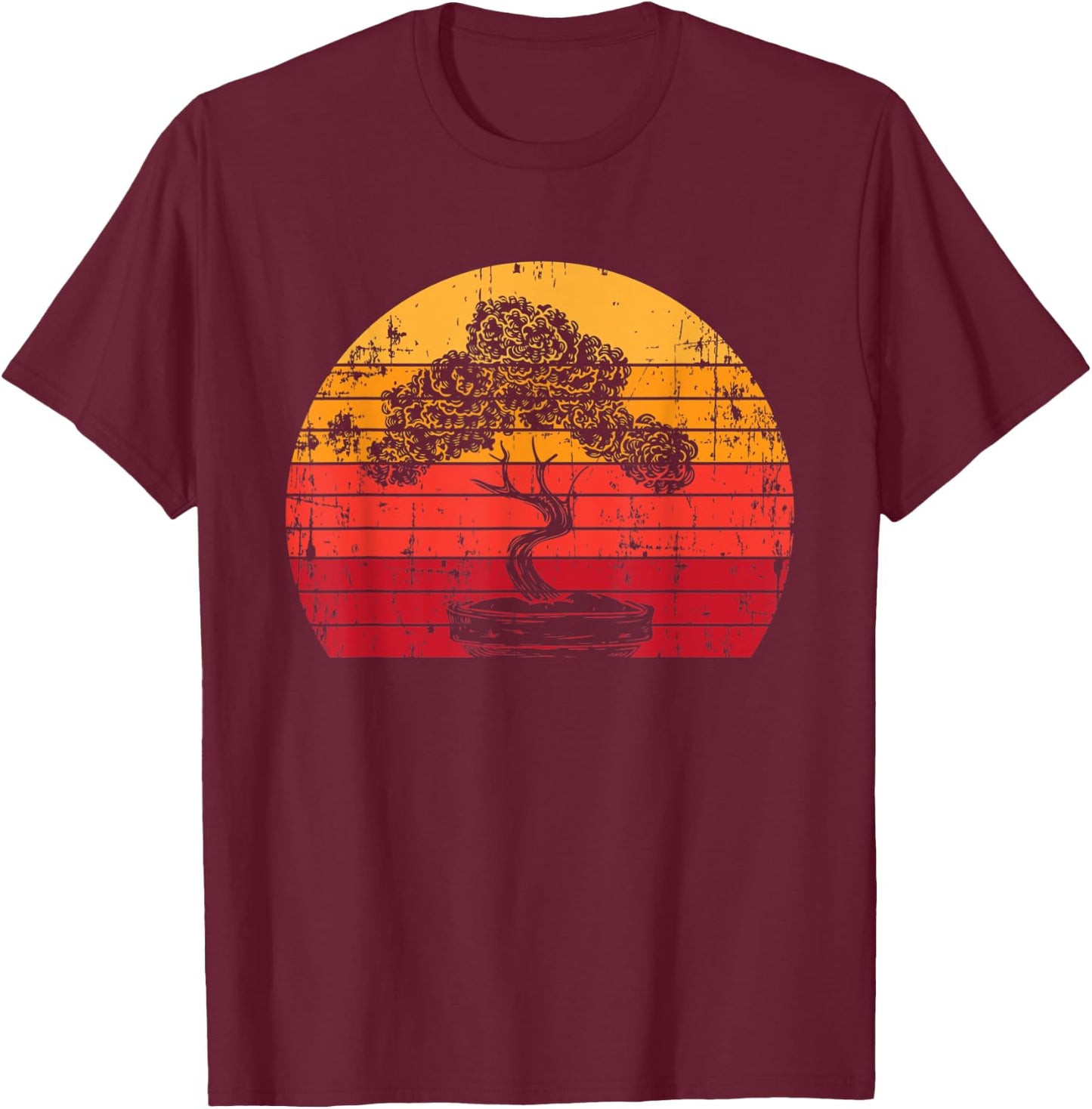 Bonsai Tree Whisperer Japanese Gardener Minimalist Sun Gift T-Shirt - T-Shirt | Maroon