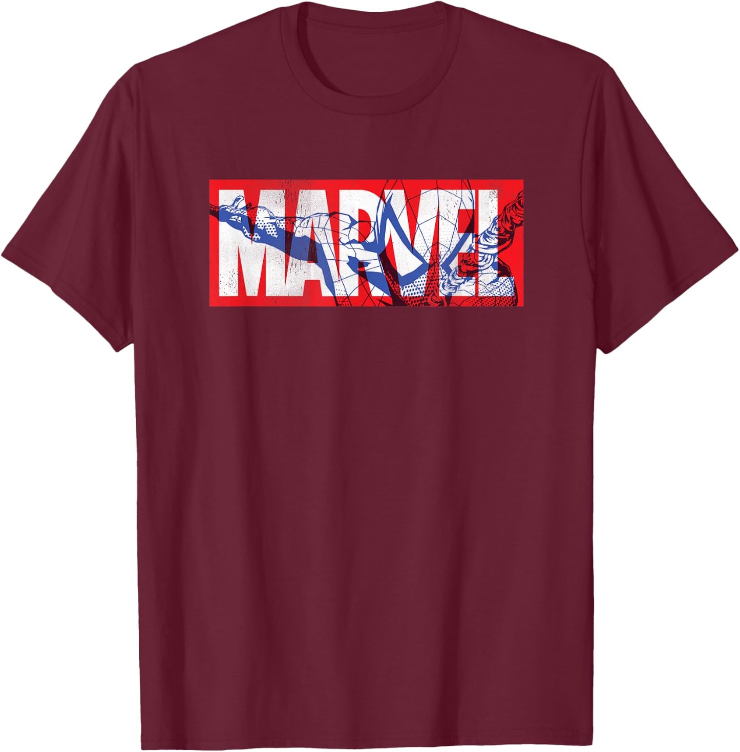 Marvel Logo with Spider-Man T-Shirt - T-Shirt | Maroon