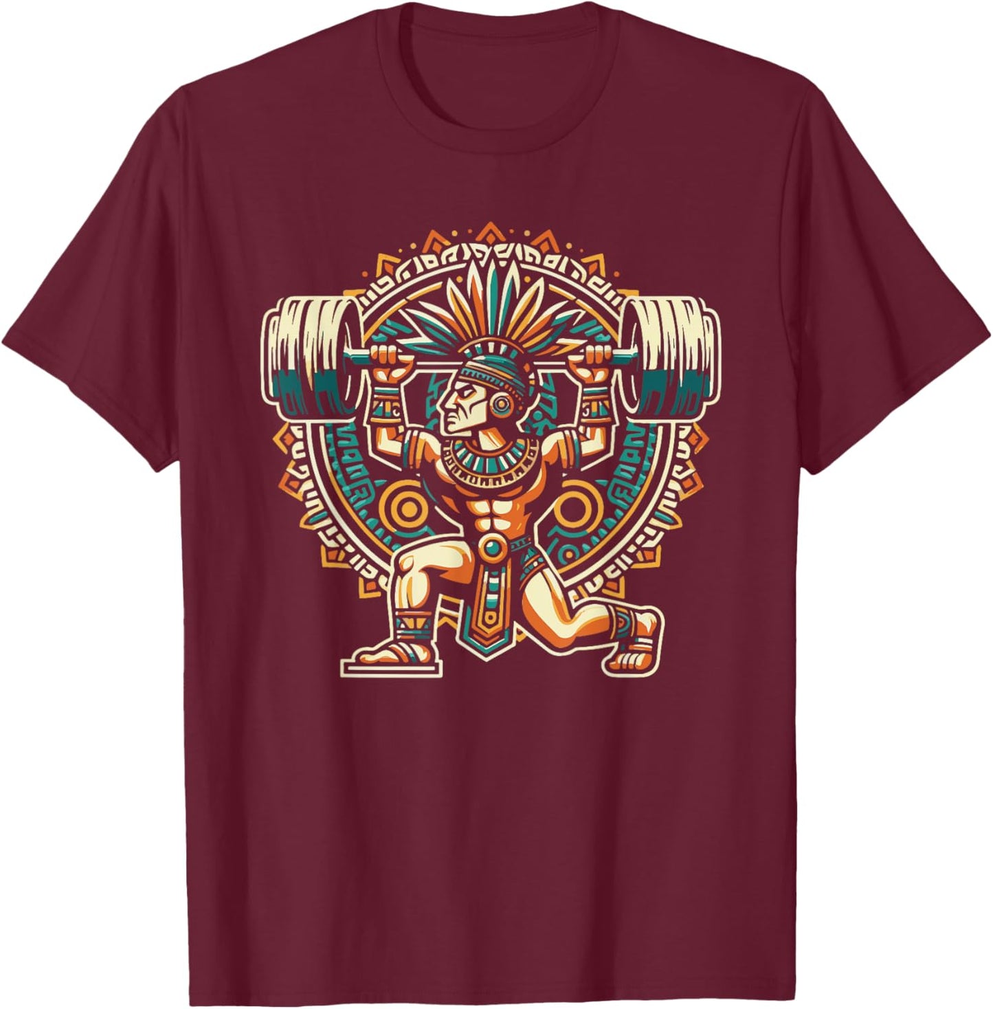 Aztec Warrior Gym Weightlifting Bodybuilding Workout T-Shirt - T-Shirt | Maroon