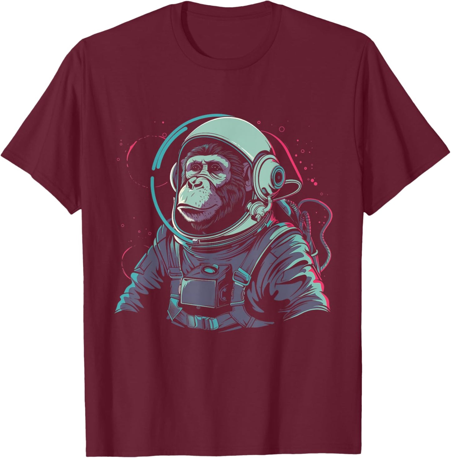 Astronaut Monkey Chimpanzee Chimpanzee Space Suit Funny T-Shirt - T-Shirt | Maroon