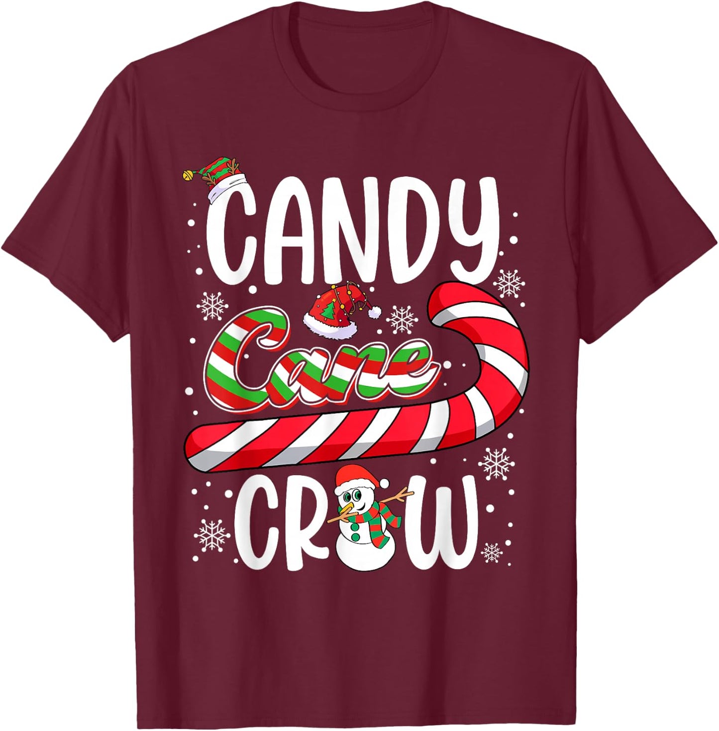 Candy Cane Crew Christmas Xmas Love Candy Boys Girls Kids T-Shirt - T-Shirt | Maroon
