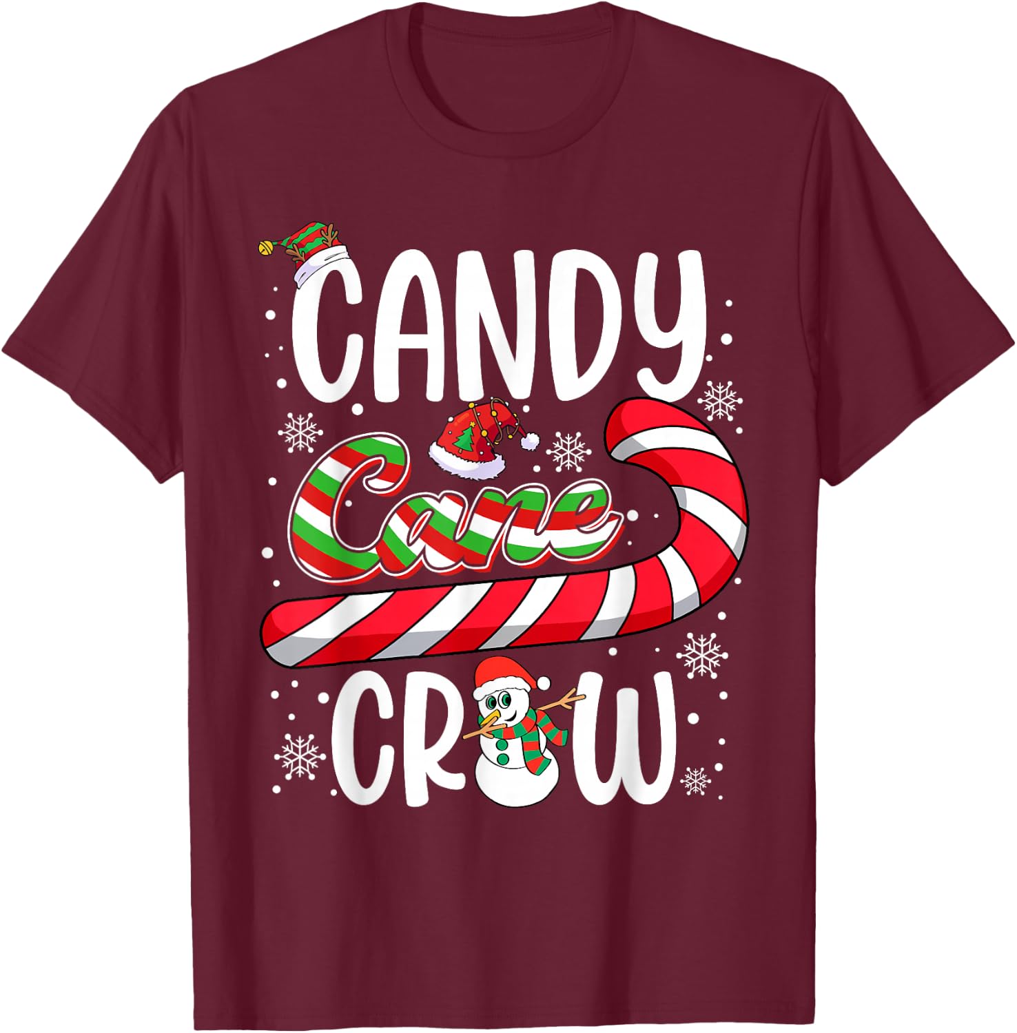 Candy Cane Crew Christmas Xmas Love Candy Boys Girls Kids T-Shirt - T-Shirt | Maroon
