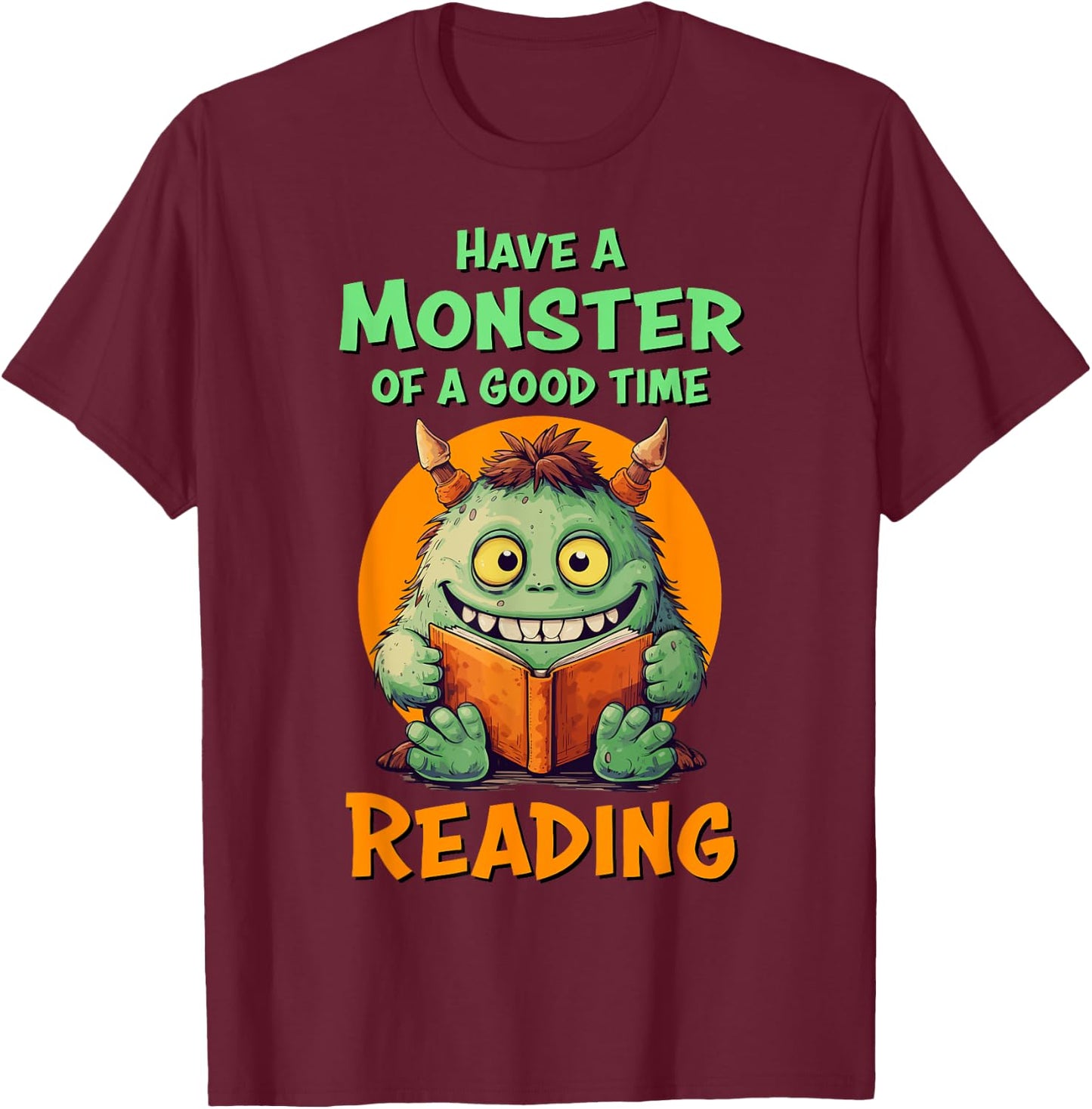Funny Halloween Teacher Librarian Monster Reading Books Men Women Kids T-Shirt - T-Shirt | Maroon