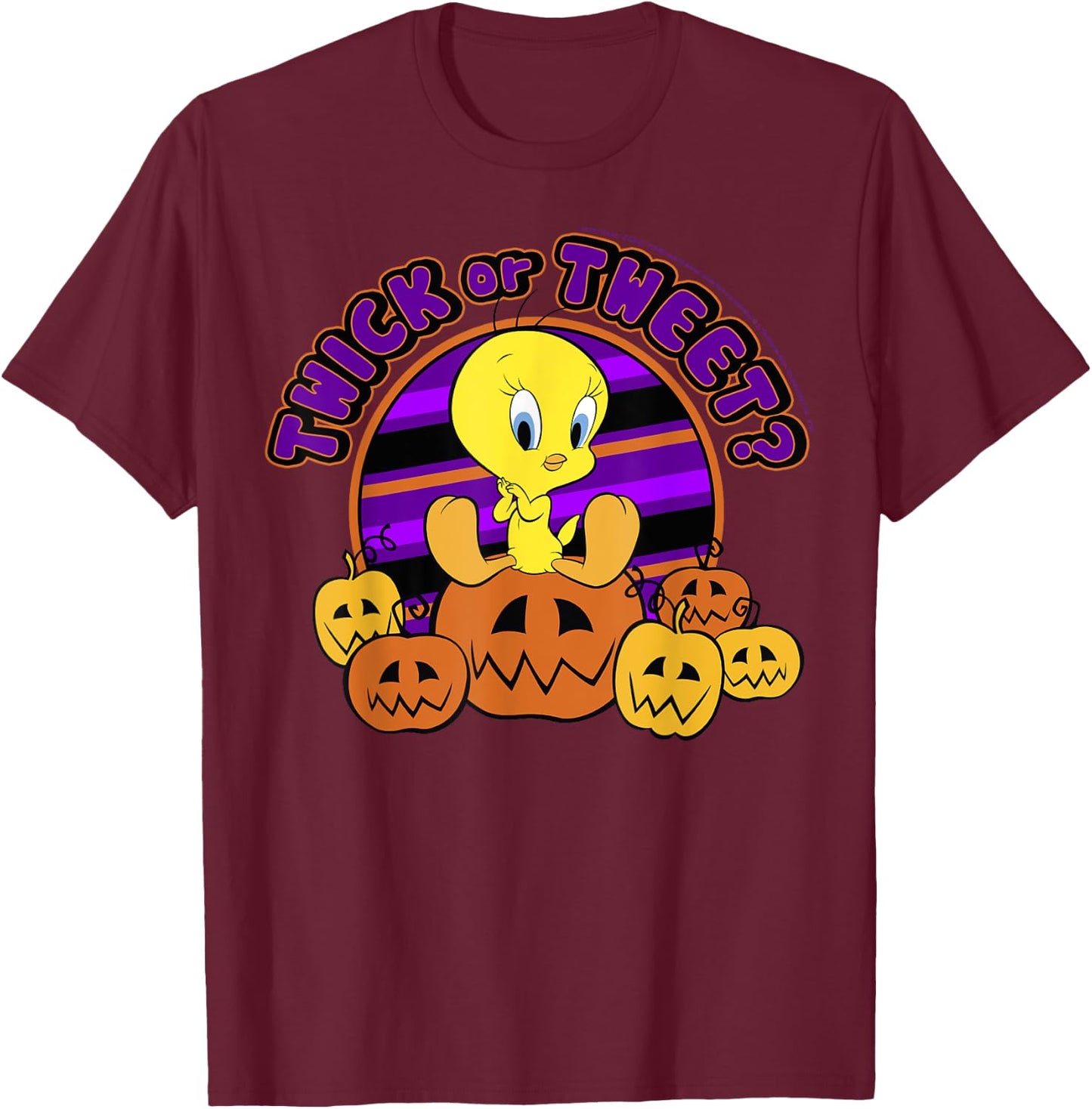 Looney Tunes Halloween Tweety Bird Twick Or Tweet T-Shirt - T-Shirt | Maroon