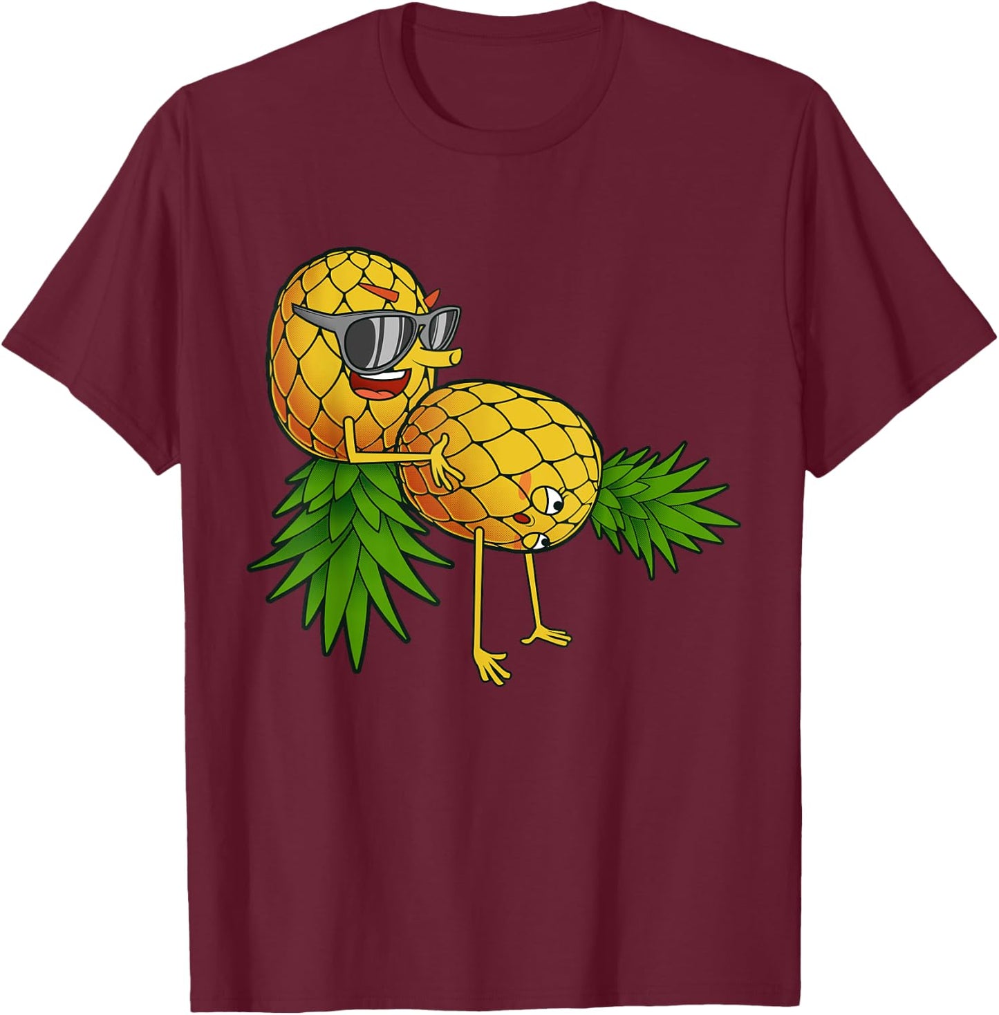 Funny Upside Down Pineapple Swinger Gift and Men Small T-Shirt - T-Shirt | Maroon