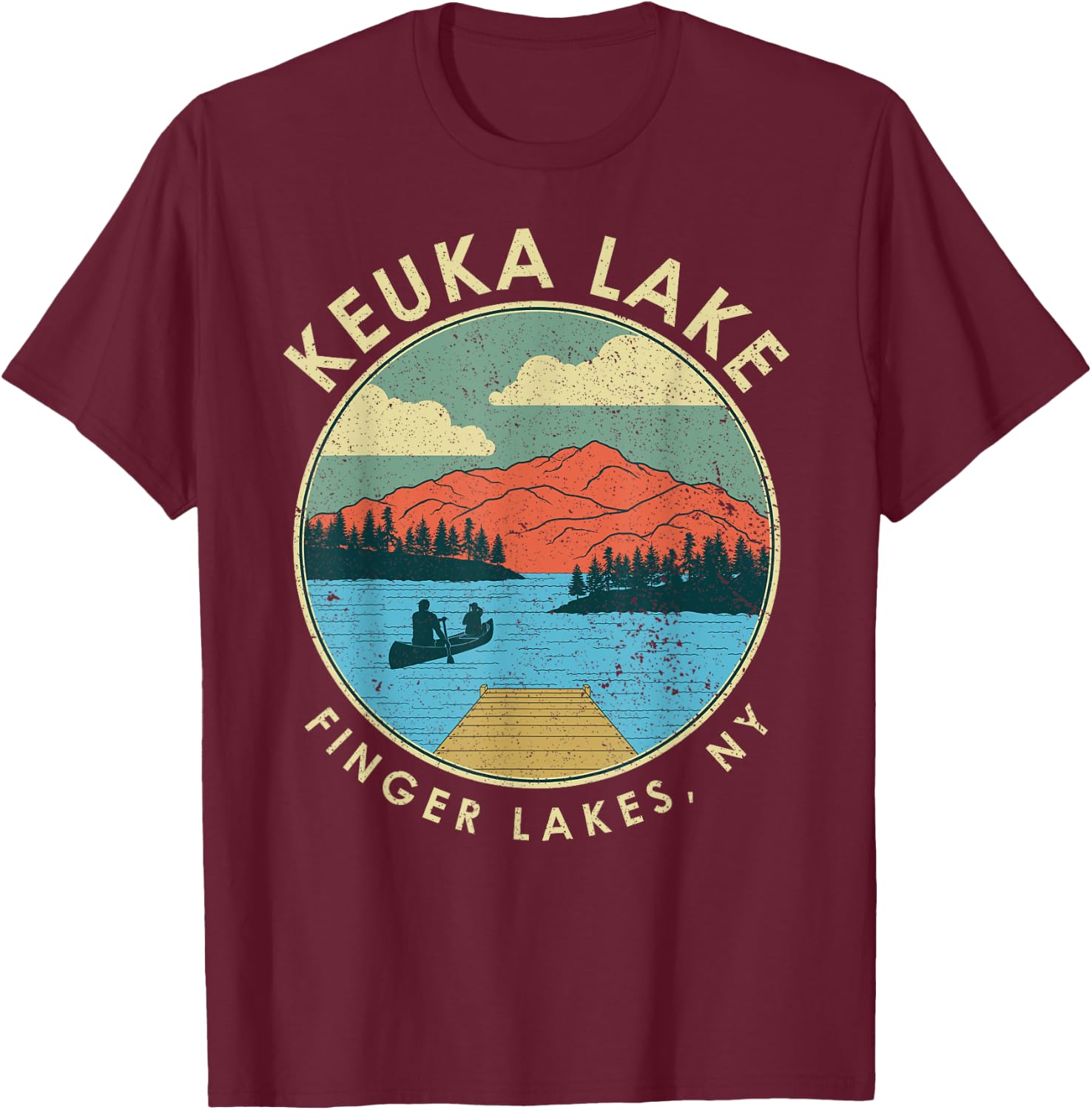 Finger Lakes NY New York Keuka Lake T-Shirt - T-Shirt | Maroon