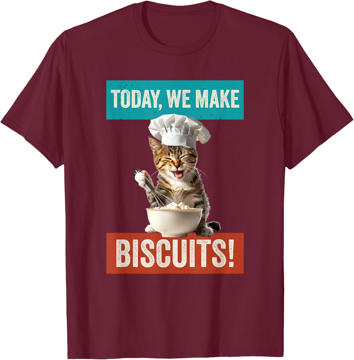 Cat Make Biscuits Funny Cat Baker Kitten Cook for Cat Owner T-Shirt - T-Shirt | Maroon
