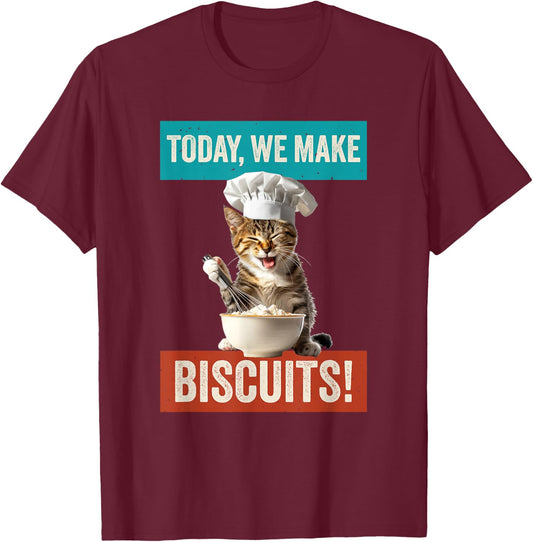 Cat Make Biscuits Funny Cat Baker Kitten Cook for Cat Owner T-Shirt - T-Shirt | Maroon