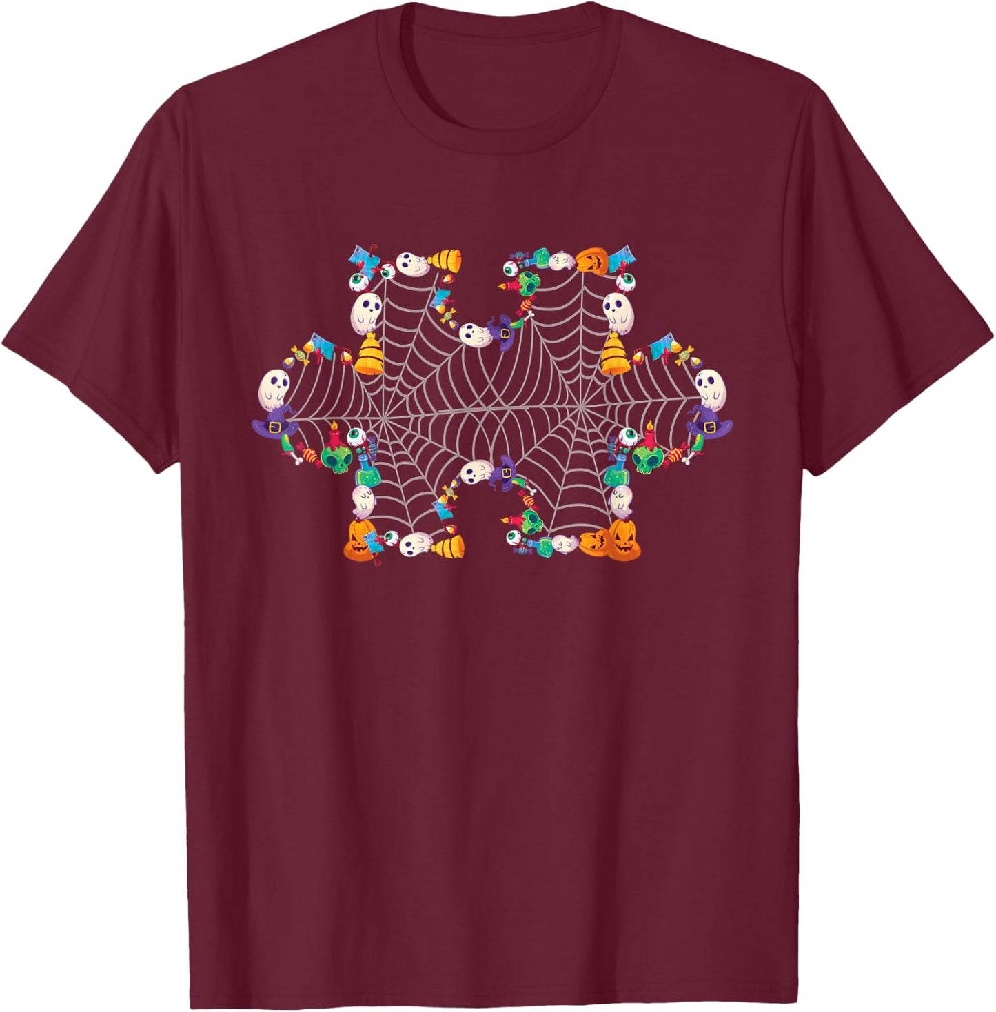 Halloween Autism Awareness Puzzle Pumpkin Ghost Broom Zombie T-Shirt - T-Shirt | Maroon