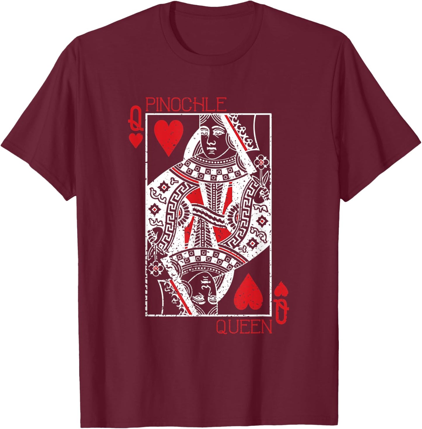 Pinochle queen card - pinochle gift T-Shirt - T-Shirt | Maroon