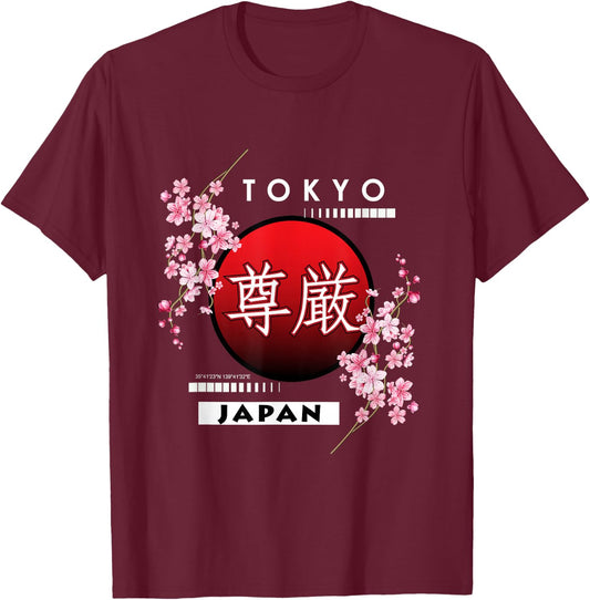 Sakura Cherry Blossom of Big City in Japan, Tokyo T-Shirt - T-Shirt | Maroon