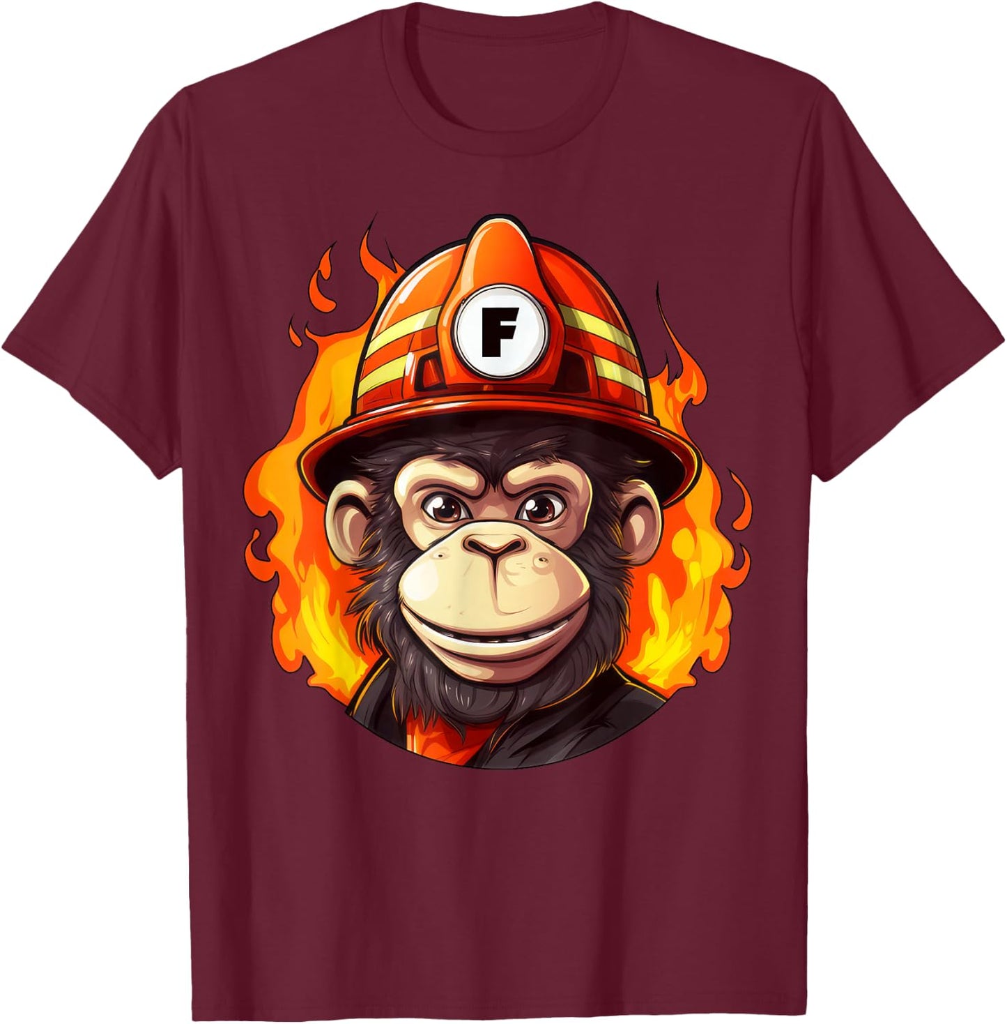 Fire Brigade Monkey T-Shirt - T-Shirt | Maroon